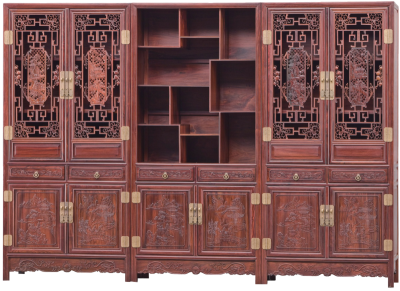 山水圖書(shū)柜帶博古架